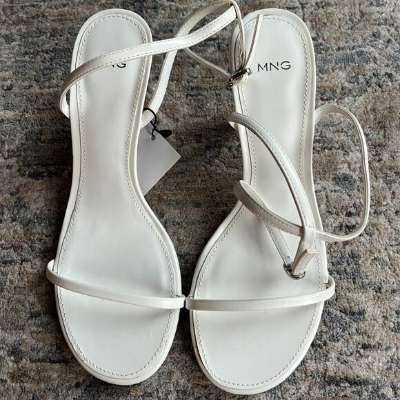 NWT - Mango White Sandals - Size 37/ 7 - Picture 1 of 2
